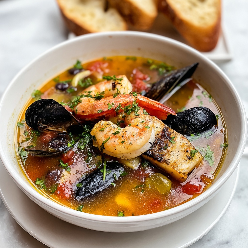 Classic Bouillabaisse: French Seafood Stew with Saffron and Toasted Baguette Recipe - Recipe Image