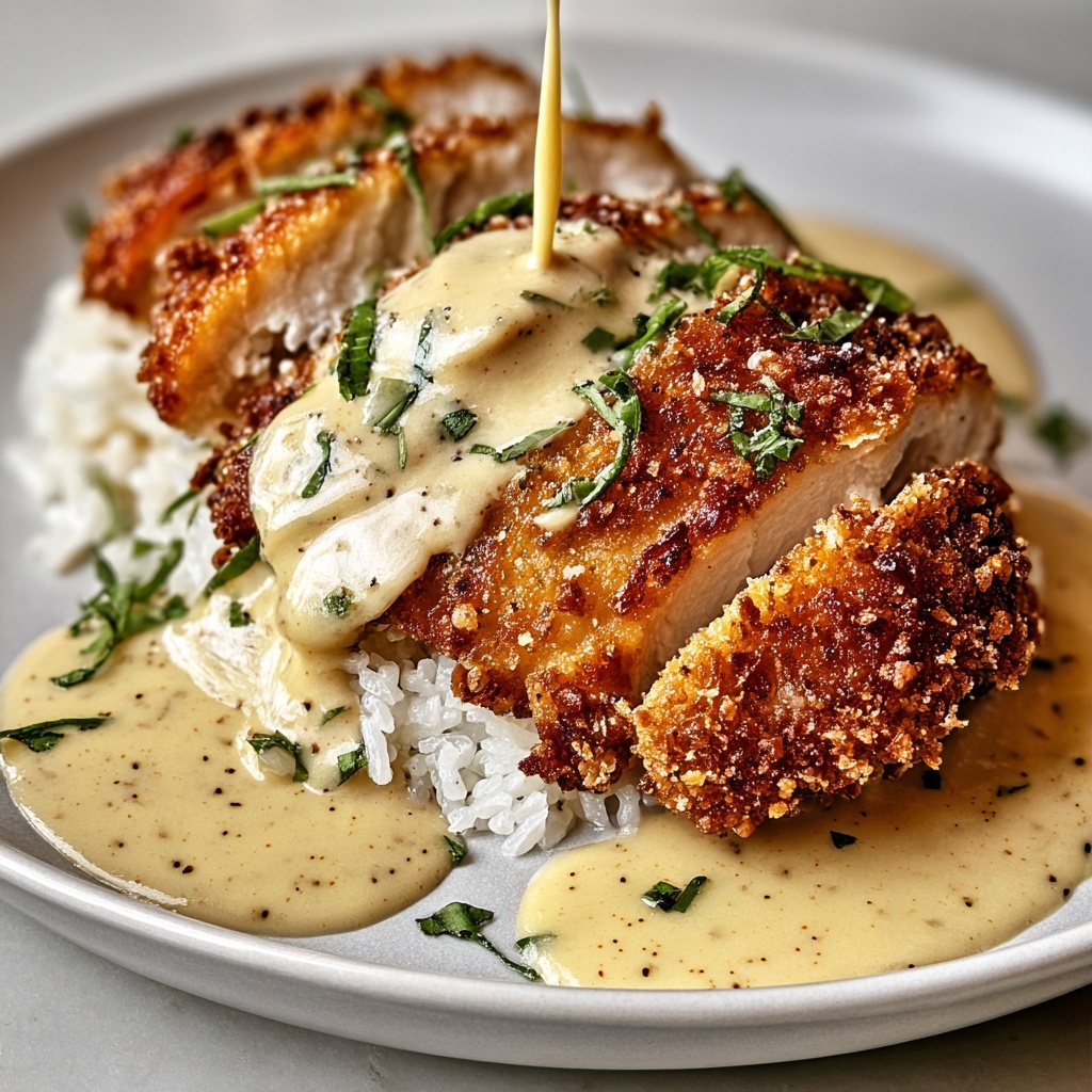Parmesan-Crusted Chicken with Creamy Garlic Sauce Recipe - Recipe Image