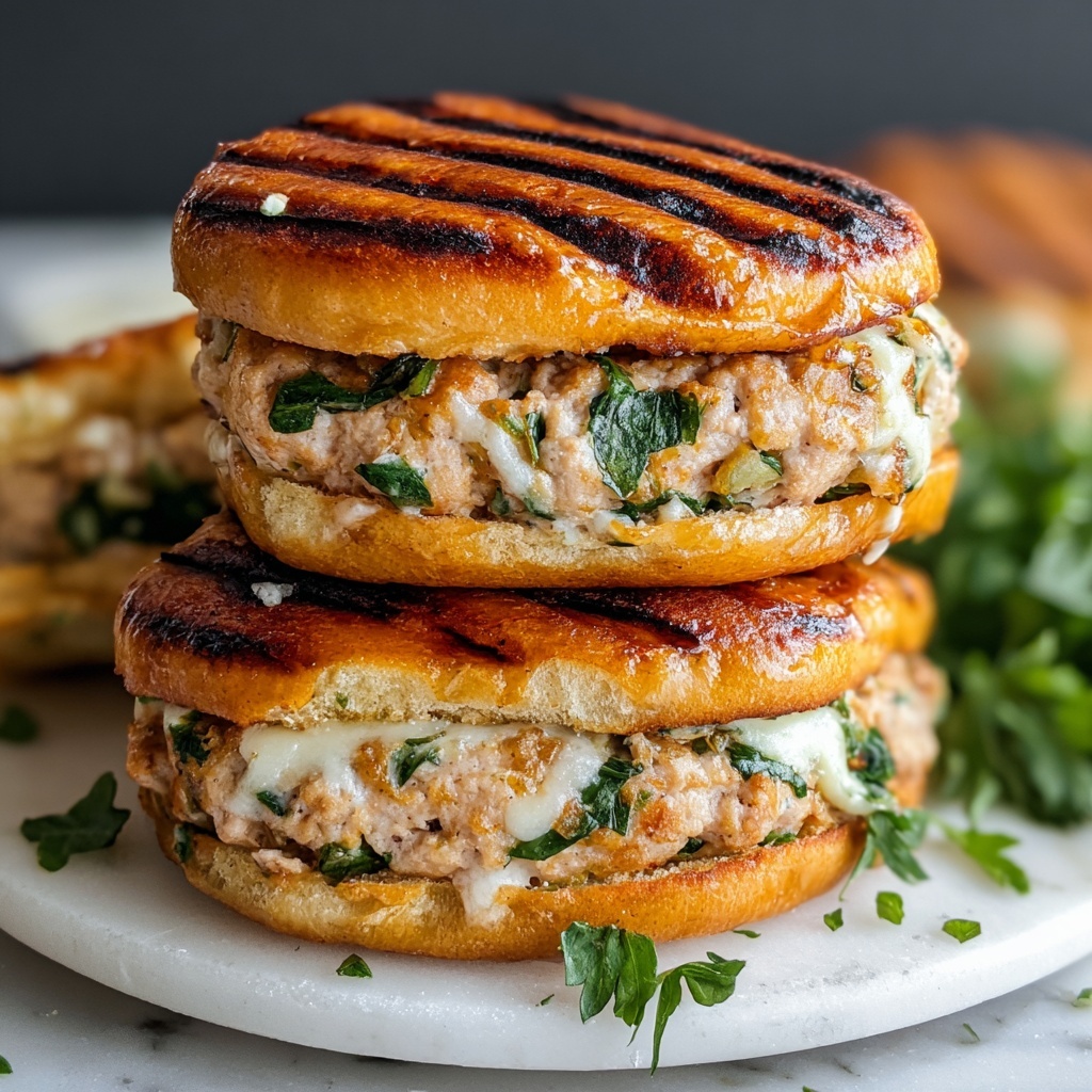 White Cheddar and Spinach Chicken Burgers Recipe - Recipe Image