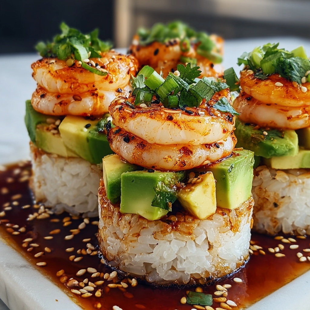 Spicy Shrimp Sushi Stacks Recipe - Recipe Image