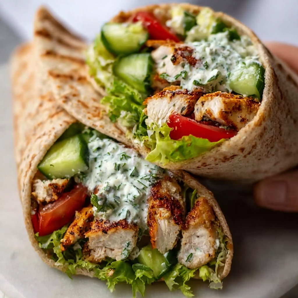 Greek Chicken Wraps with Salad and Feta Recipe - Recipe Image