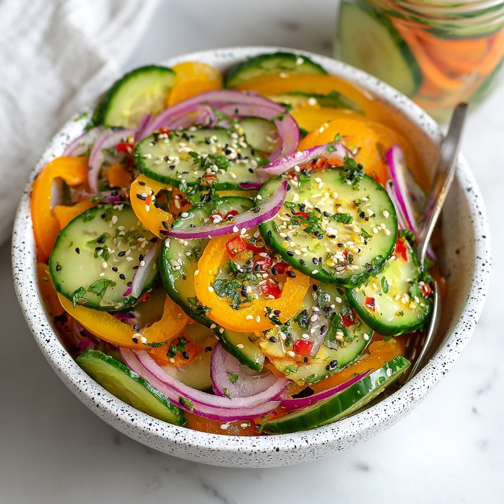 Pickled Cucumber, Onion, and Bell Pepper Salad Recipe - Recipe Image