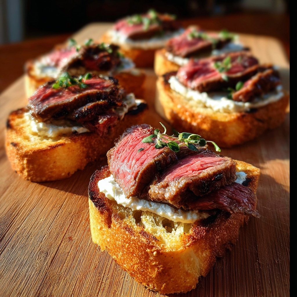Ribeye Steak Crostini with Horseradish Sauce Recipe - Recipe Image