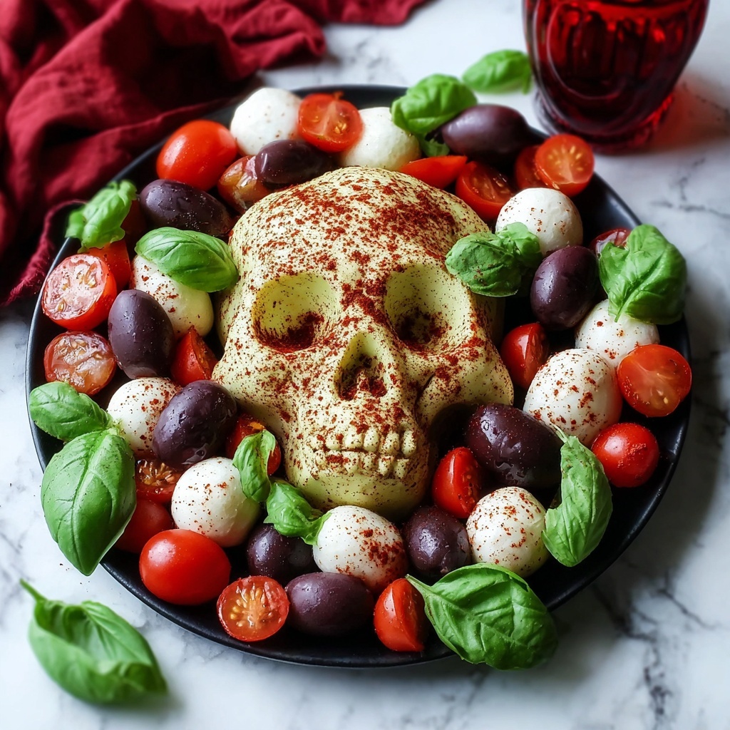 Skull Caprese Salad: A Fun & Healthy Halloween Treat Recipe - Recipe Image