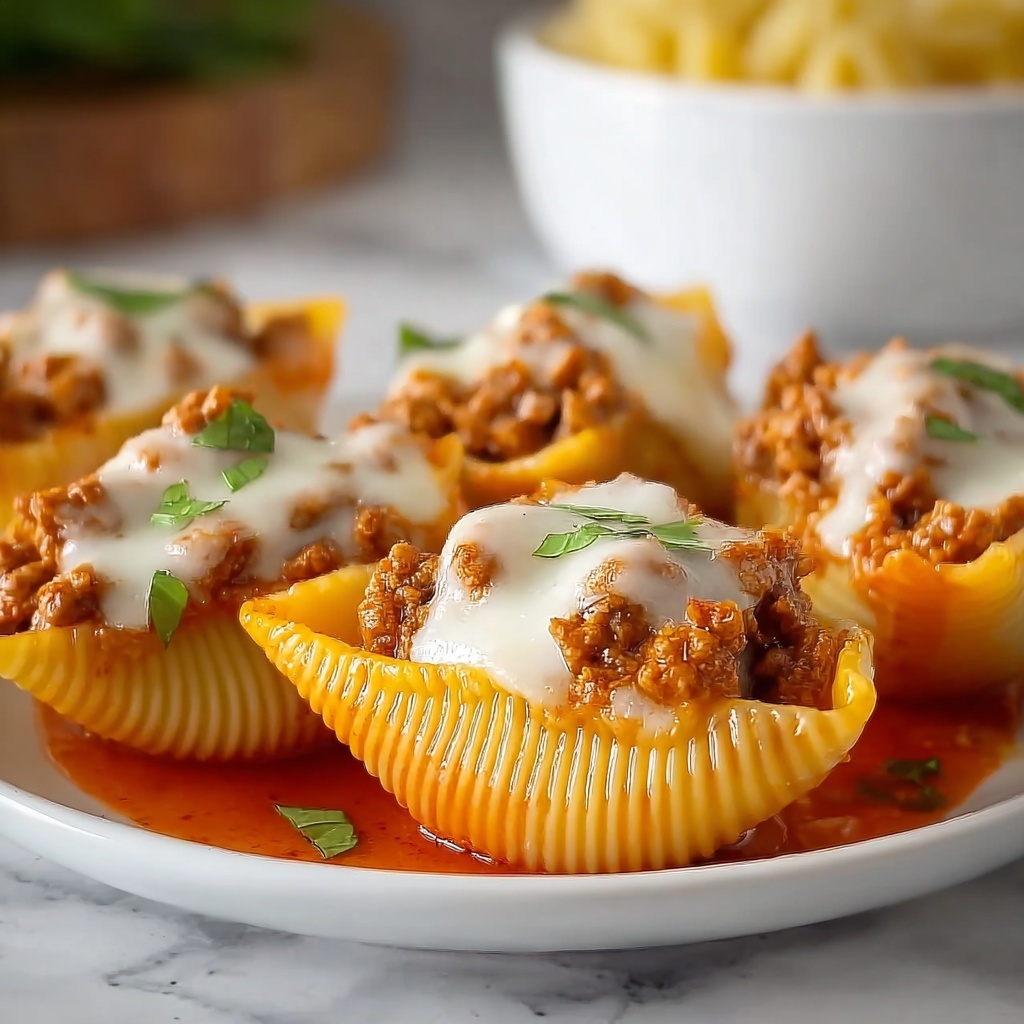 Beef Stuffed Shells with Creamy Ricotta and Marinara Recipe - Recipe Image