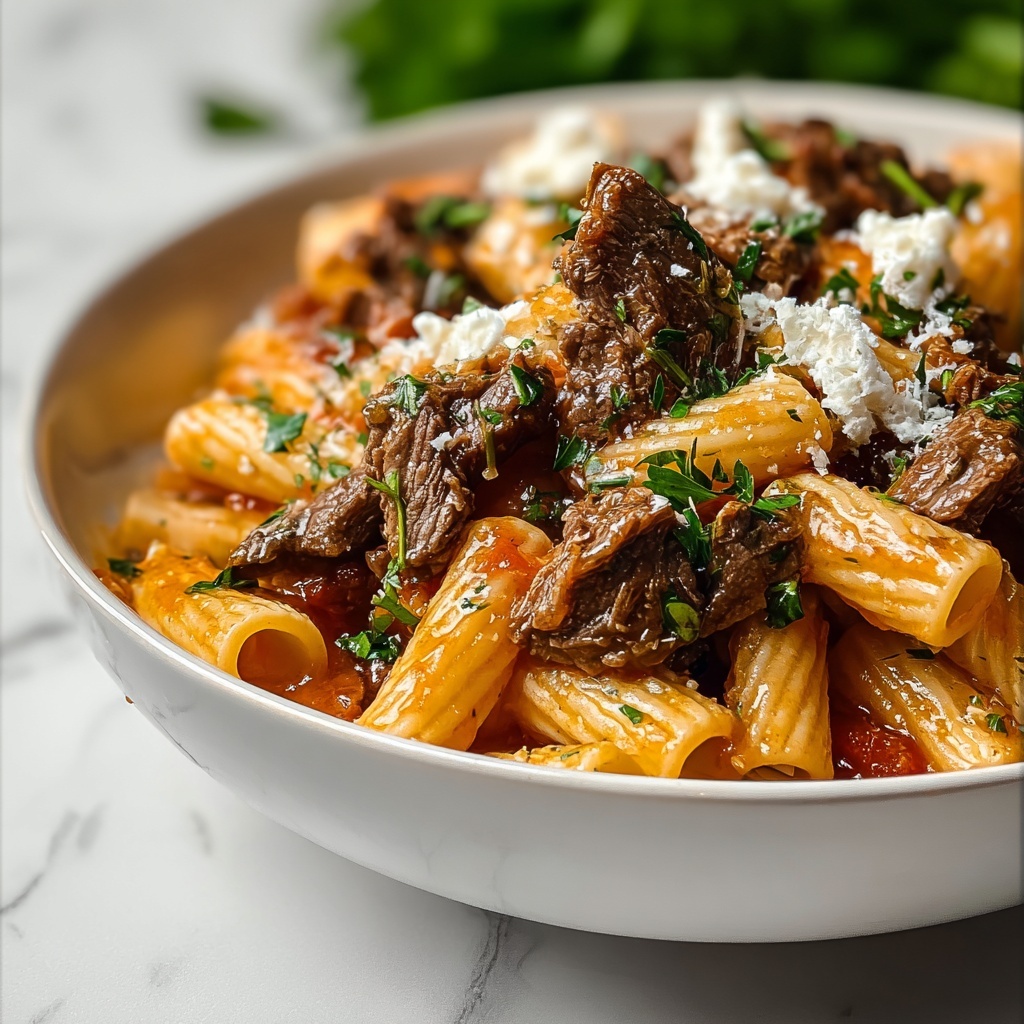 Garlic Beef Pasta Recipe - Recipe Image