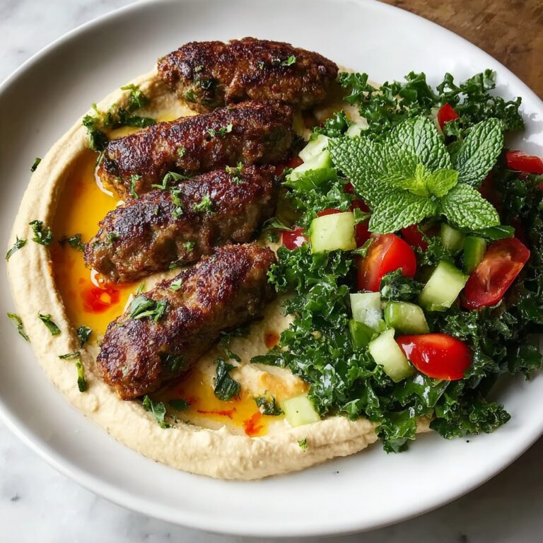 Beef Kefta with Hummus and Tomato Cucumber Salad Recipe