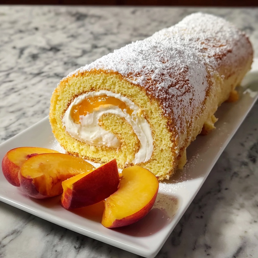 White Peach Swiss Roll Recipe - Recipe Image