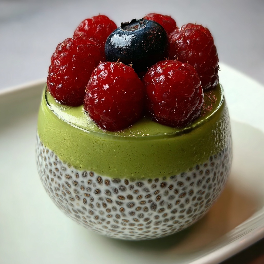 Matcha Chia Pudding with Fresh Berries Recipe - Recipe Image
