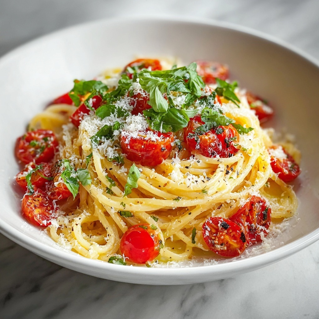 Creamy Fresh Tomato Garlic Pasta Recipe - Recipe Image