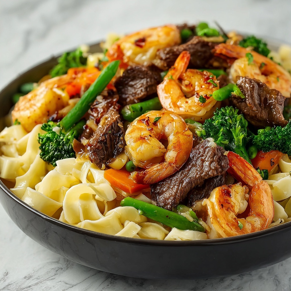 Steak & Shrimp Stir-Fried Noodles Recipe - Recipe Image