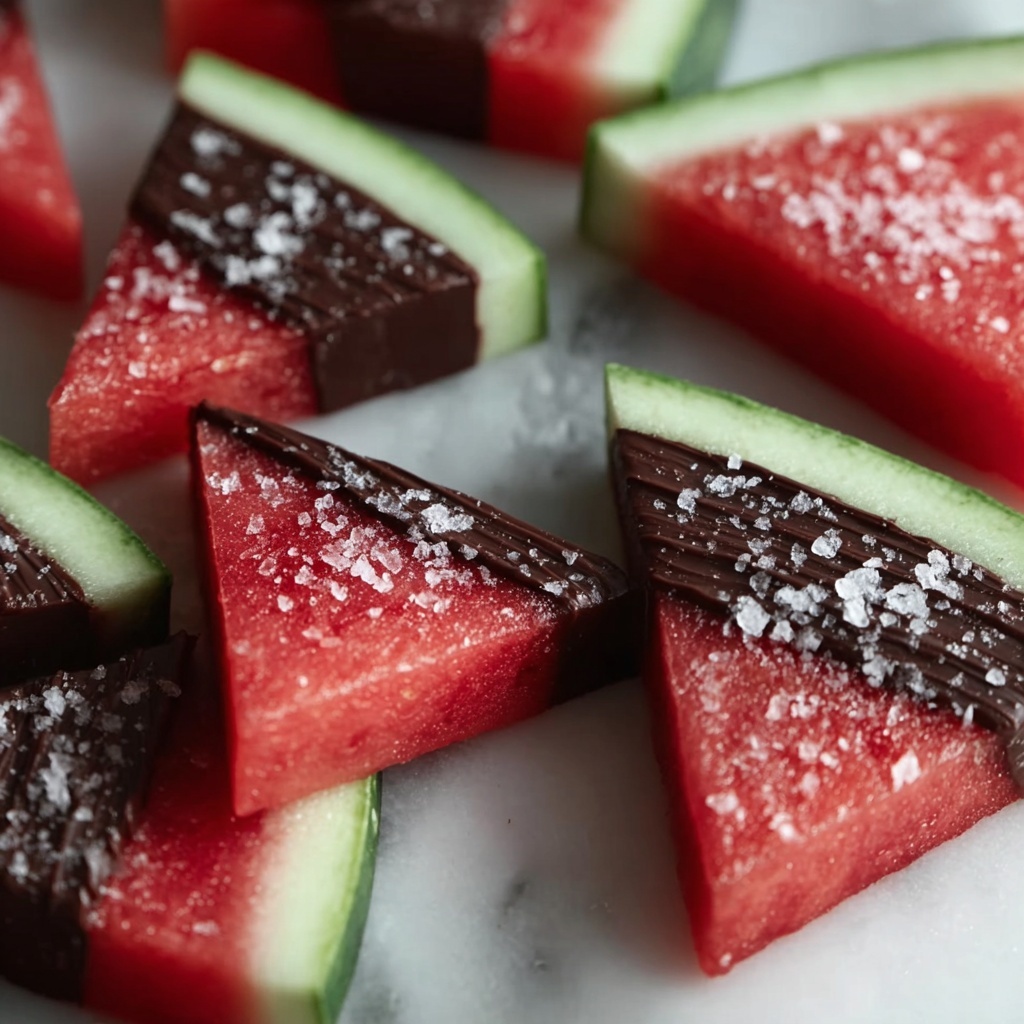 Sea Salt Dark Chocolate Watermelon Slices Recipe - Recipe Image