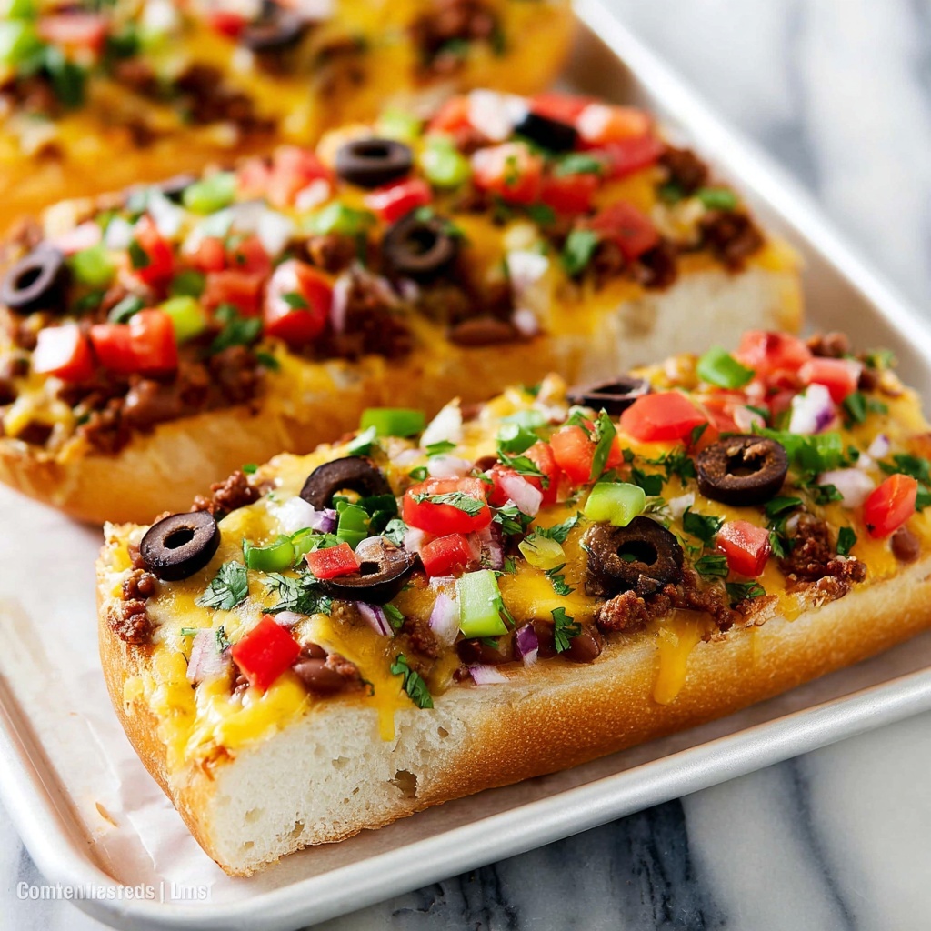 Taco French Bread Pizza Recipe - Recipe Image