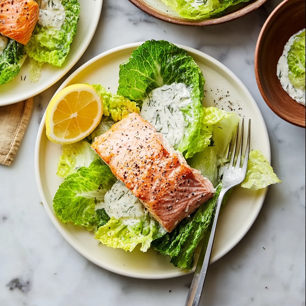 Salmon Caesar Salad with Lemon and Parmesan Recipe - Recipe Image