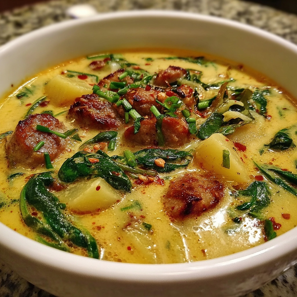 Creamy Sausage and Potato Soup Recipe - Recipe Image