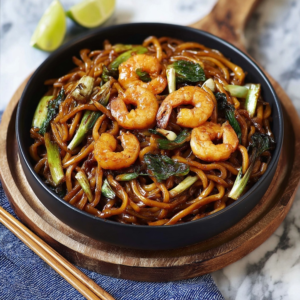 Savory Yaki Udon with Shrimp in 20 Minutes Recipe - Recipe Image
