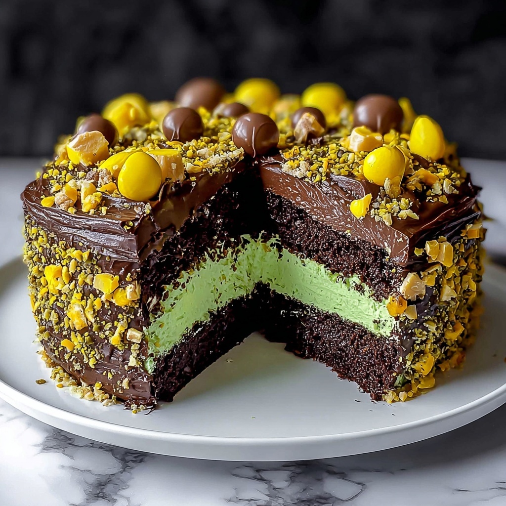 Decadent Dubai Chocolate Cake with Irresistible Pistachio Cream Recipe - Recipe Image