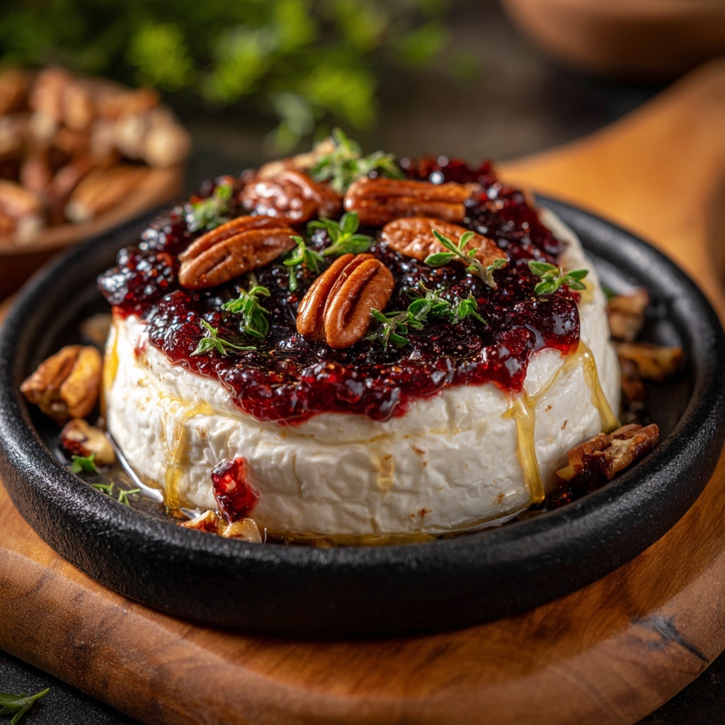 Baked Brie with Fig Jam and Pecans Recipe - Recipe Image