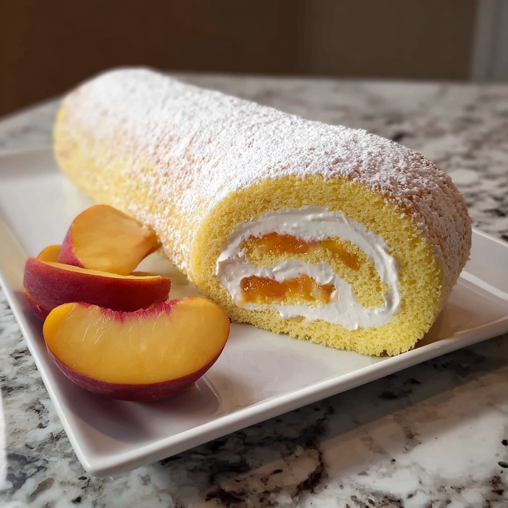 White Peach Swiss Roll Recipe - Recipe Image