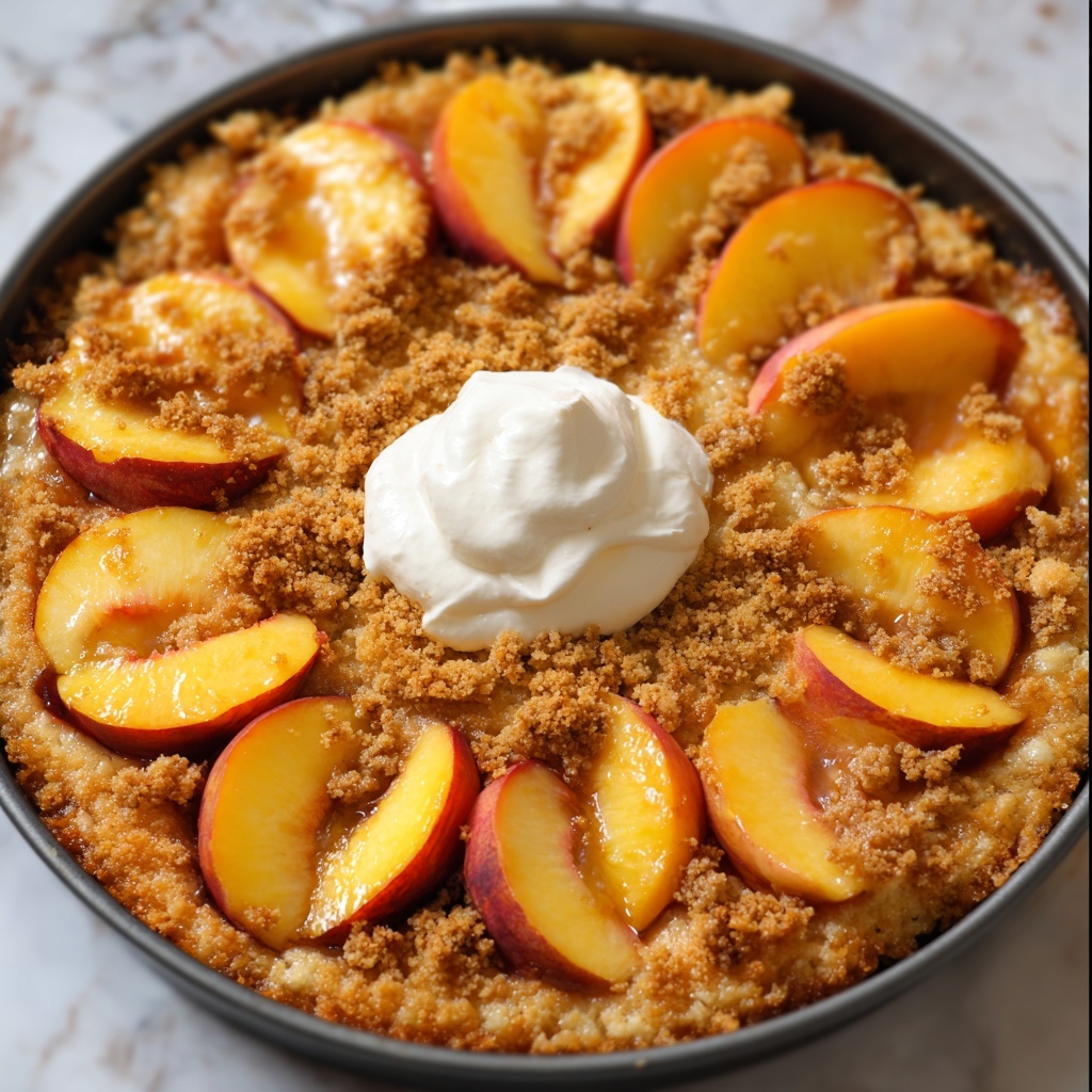 Peach Cobbler Upside Down Cake Recipe - Recipe Image