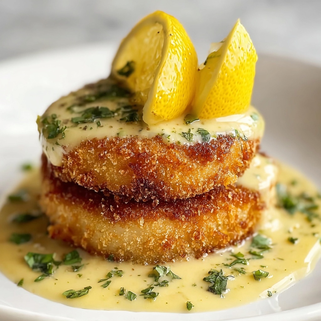 Lemon Pecorino Crusted Chicken with Creamy Lemon Sauce Recipe - Recipe Image