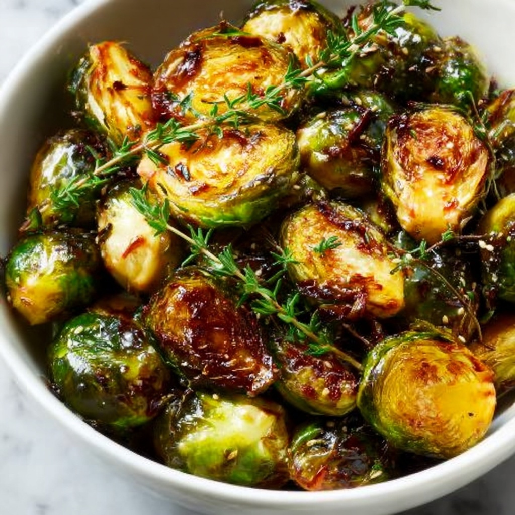 Honey Balsamic Roasted Brussels Sprouts with Walnuts and Feta Recipe - Recipe Image