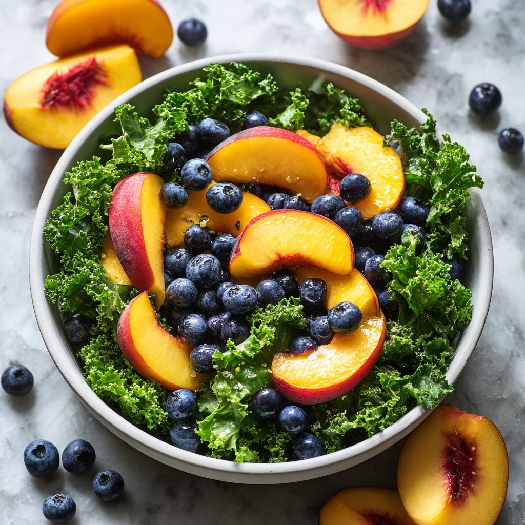 Summer Peach Blueberry Kale Salad Recipe - Recipe Image