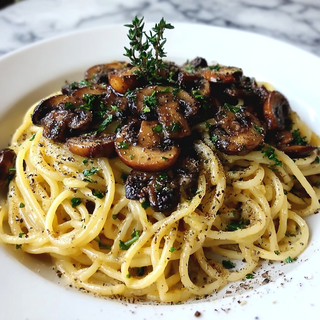 Creamy Mushroom Pasta with Parmesan and Fresh Herbs Recipe - Recipe Image