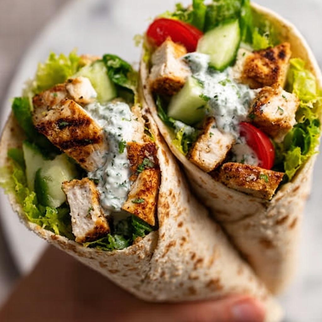 Greek Chicken Wraps with Salad and Feta Recipe - Recipe Image