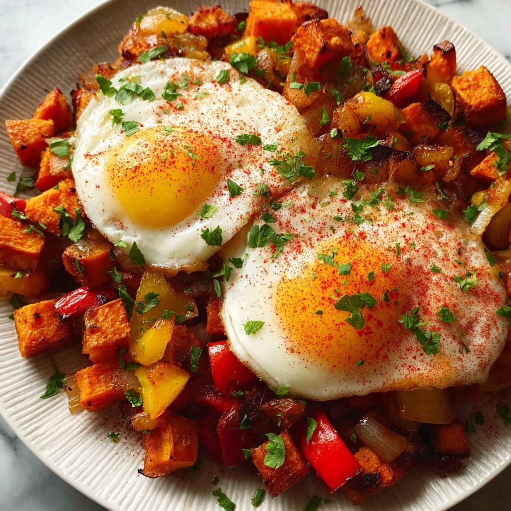 Sweet Potato Hash with Eggs and Bell Peppers Recipe - Recipe Image