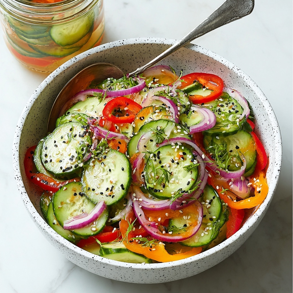 Pickled Cucumber, Onion, and Bell Pepper Salad Recipe - Recipe Image
