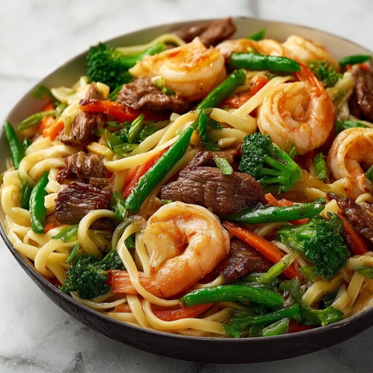 Steak & Shrimp Stir-Fried Noodles Recipe