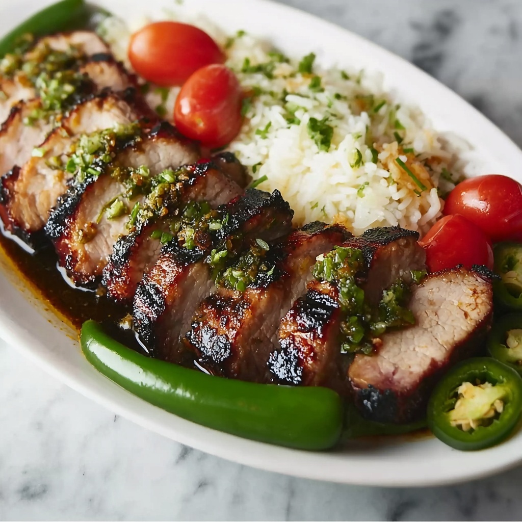 Grilled Pork and Poblano Peppers with Spicy Cheese-Stuffed Peppers Recipe - Recipe Image