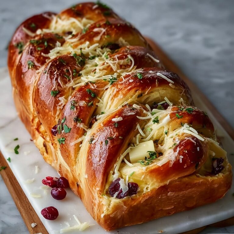 Garlic Herb Sourdough Bread Stuffed with Brie & Cranberry Recipe