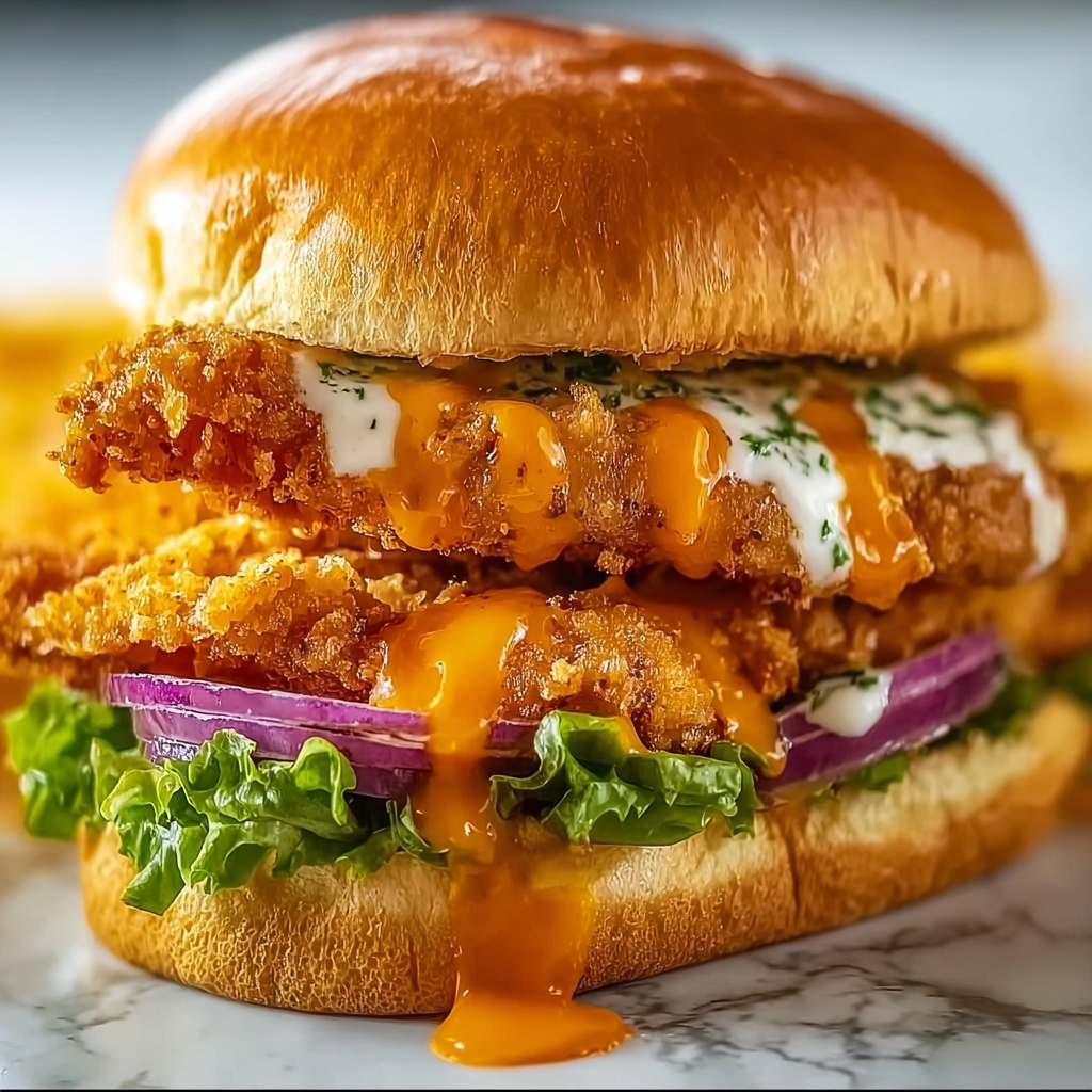 Crispy Buffalo Chicken Sandwich with Zesty Ranch Slaw Recipe - Recipe Image