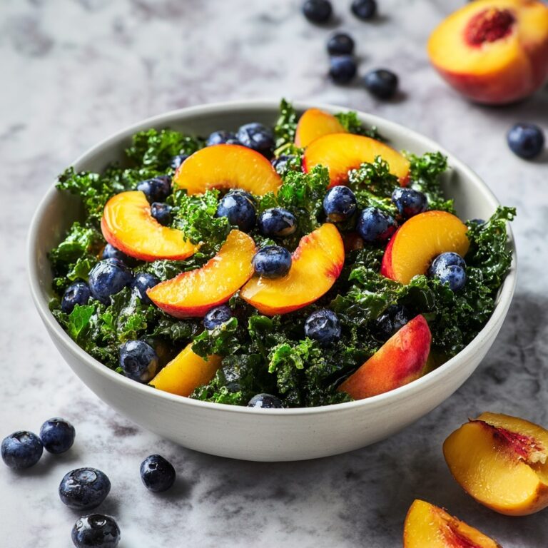Summer Peach Blueberry Kale Salad Recipe