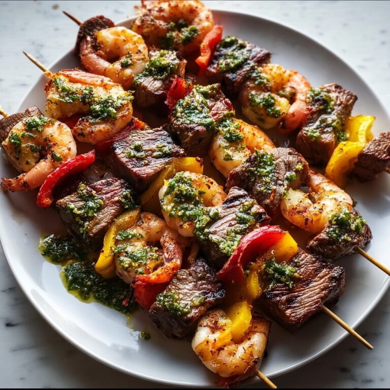 Surf and Turf Kebabs with Chimichurri Sauce Recipe