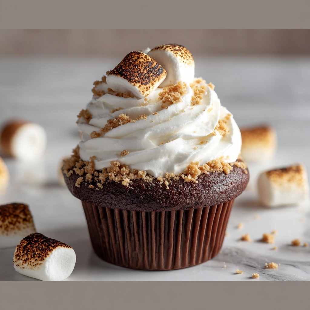 Homemade S’mores Cupcakes with Marshmallow Frosting Recipe - Recipe Image