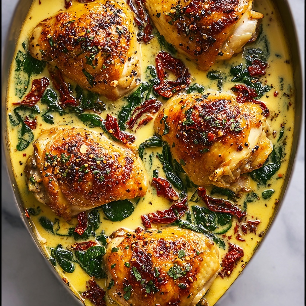 Smothered Baked Chicken with Creamed Spinach and Sun-Dried Tomatoes Recipe - Recipe Image