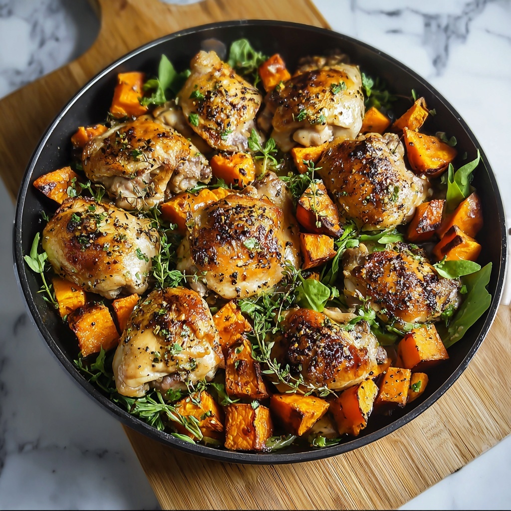 One-Pan Chicken and Sweet Potato Skillet Recipe - Recipe Image