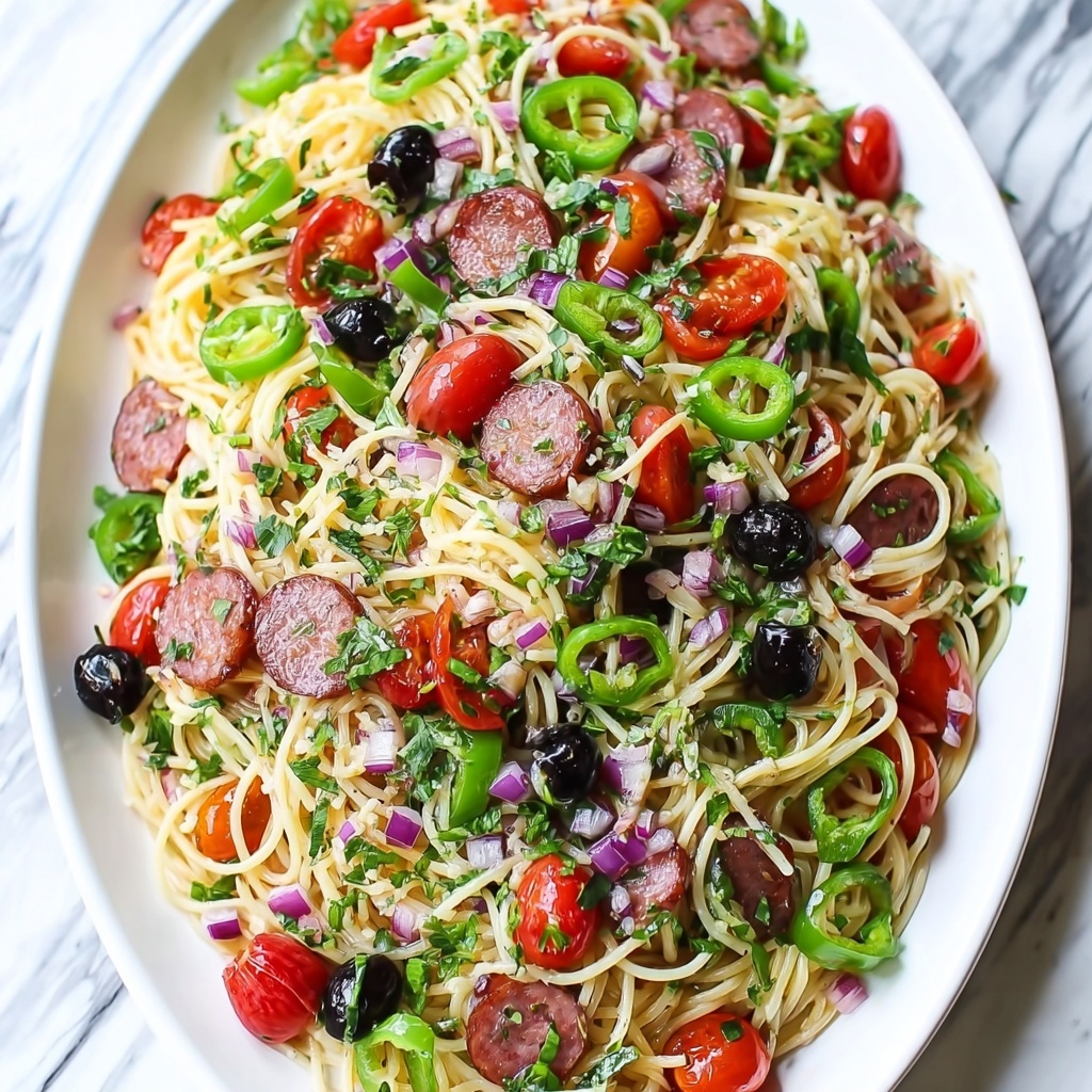 Summer Italian Spaghetti Salad Recipe - Recipe Image