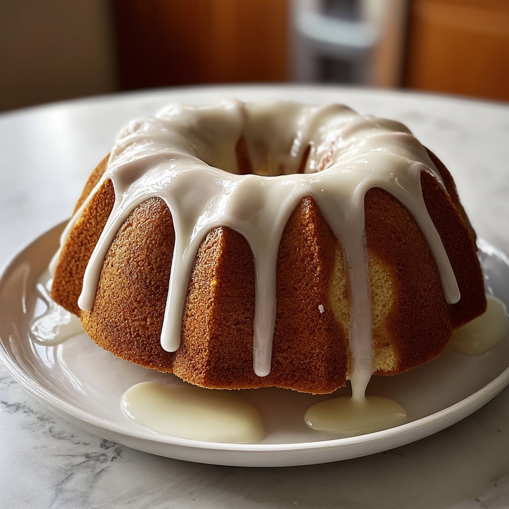 Delightful Vanilla Buttermilk Pound Cake with Cream Cheese Glaze Recipe - Recipe Image