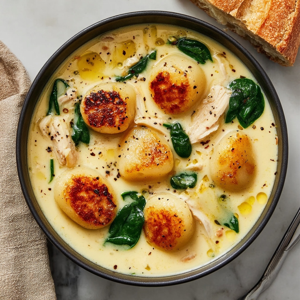 Creamy Chicken Gnocchi Soup with Garlic Recipe - Recipe Image