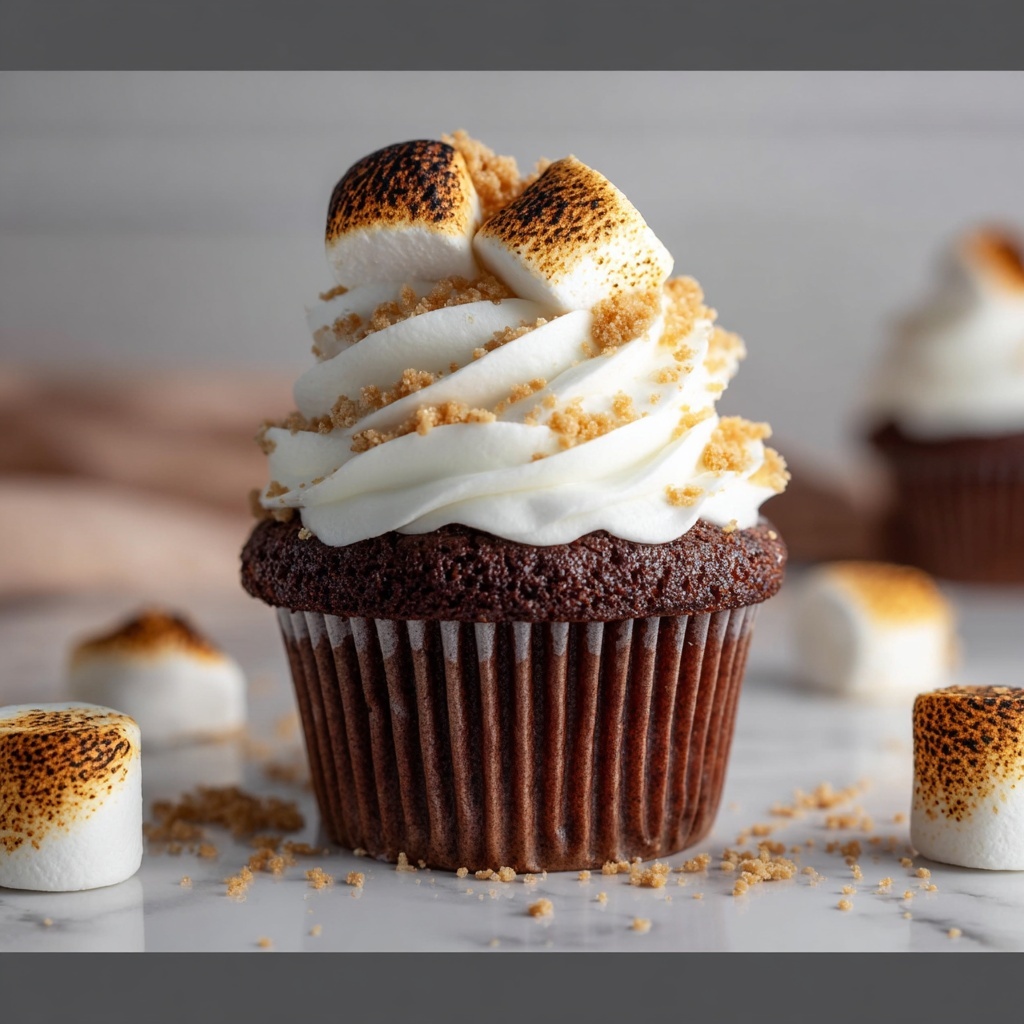 Homemade S’mores Cupcakes with Marshmallow Frosting Recipe - Recipe Image