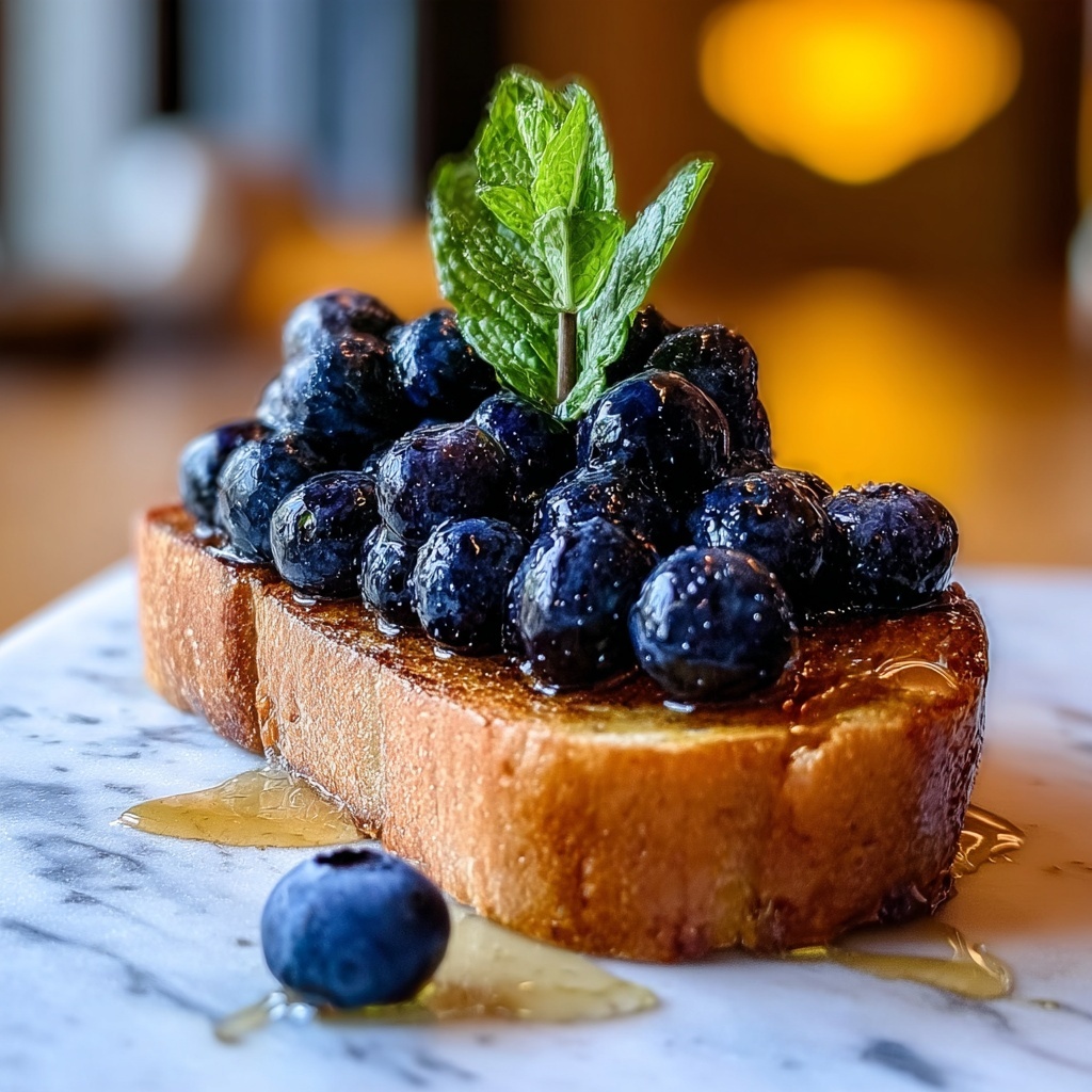 Blueberry Toast with Cream Cheese and Honey Recipe - Recipe Image