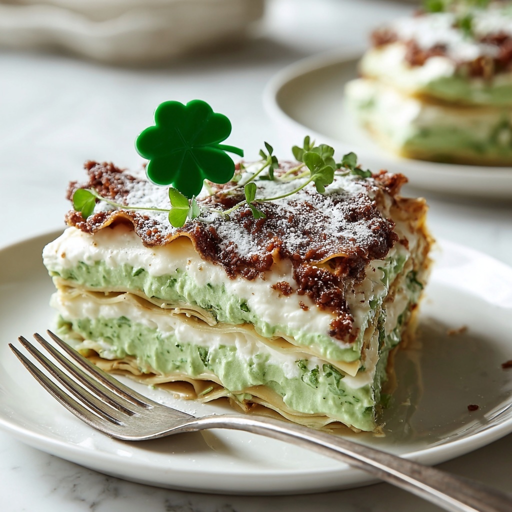St. Patrick's Day Shamrock Lasagna Dessert Recipe - Recipe Image