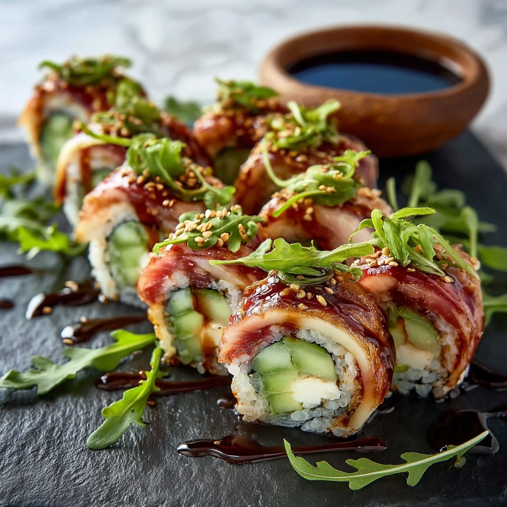Italian Sushi Rolls with Prosciutto, Mozzarella, Sun-Dried Tomatoes, and Basil Recipe - Recipe Image