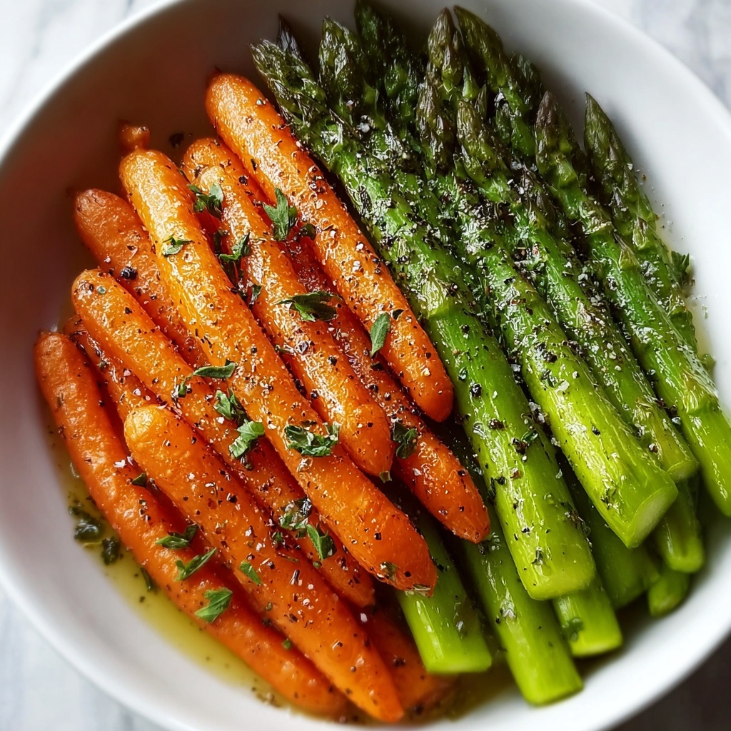 Roasted Asparagus and Carrots with Garlic and Thyme Recipe - Recipe Image