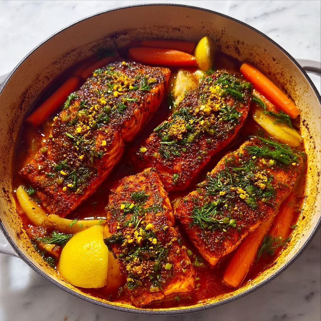 Spicy Salmon with Roasted Vegetable Sauce Recipe - Recipe Image