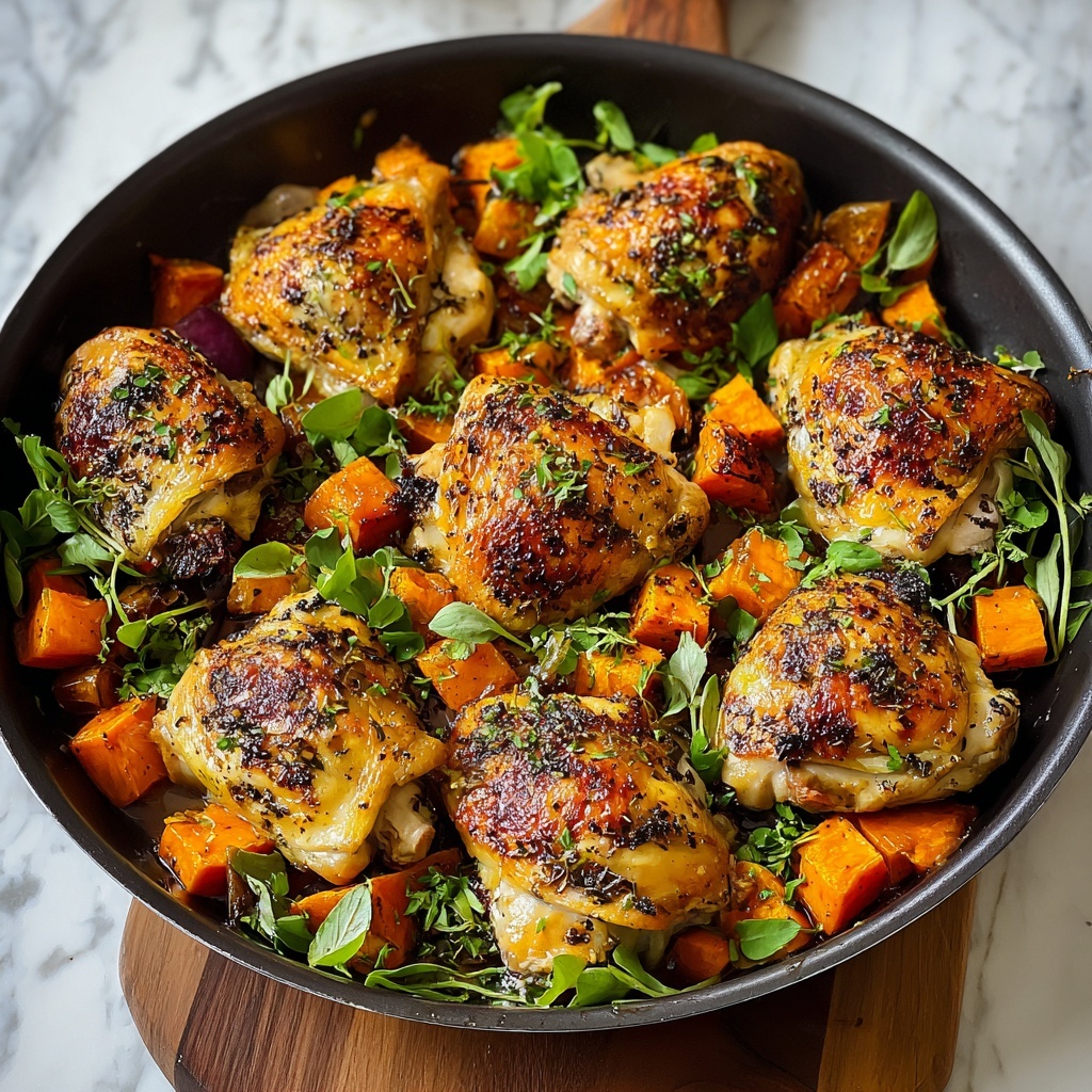 One-Pan Chicken and Sweet Potato Skillet Recipe - Recipe Image